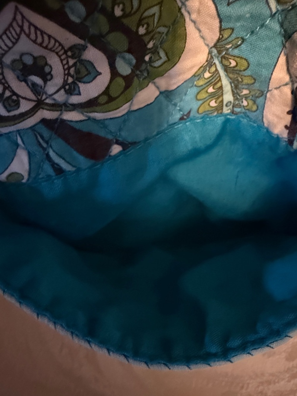Quilted Paisley Tote Bag - Blue Green Pattern - Picture 4 of 5
